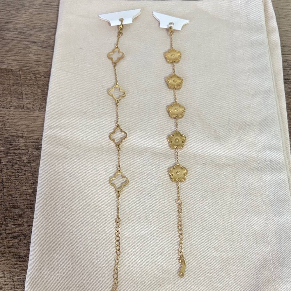 Bundle of New Elegant Gold Flower/ Clover Bracelets